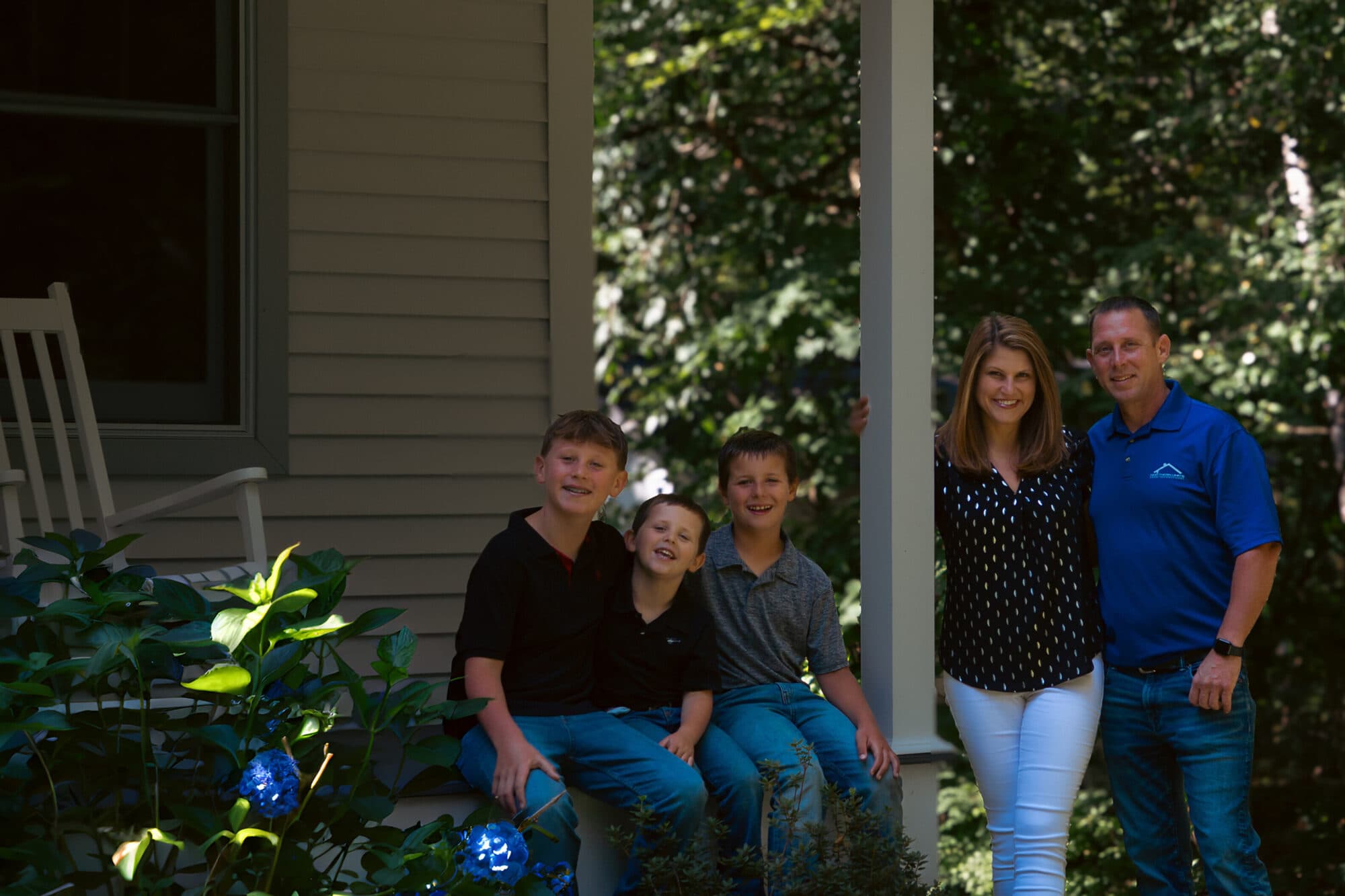 Tim North with his wife and three sons outside a Central Connecticut home — the family behind Northern Limits